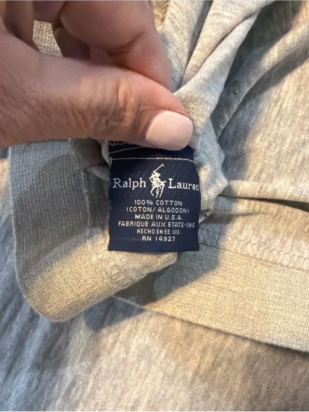 Vtg 90s Ralph Lauren Home Jersey Pillowcases Set of 2 Grey Made in USA Deadstock